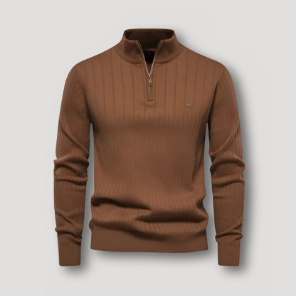 Quarter Zip Ribbed Sweater Mens Knit Pullover