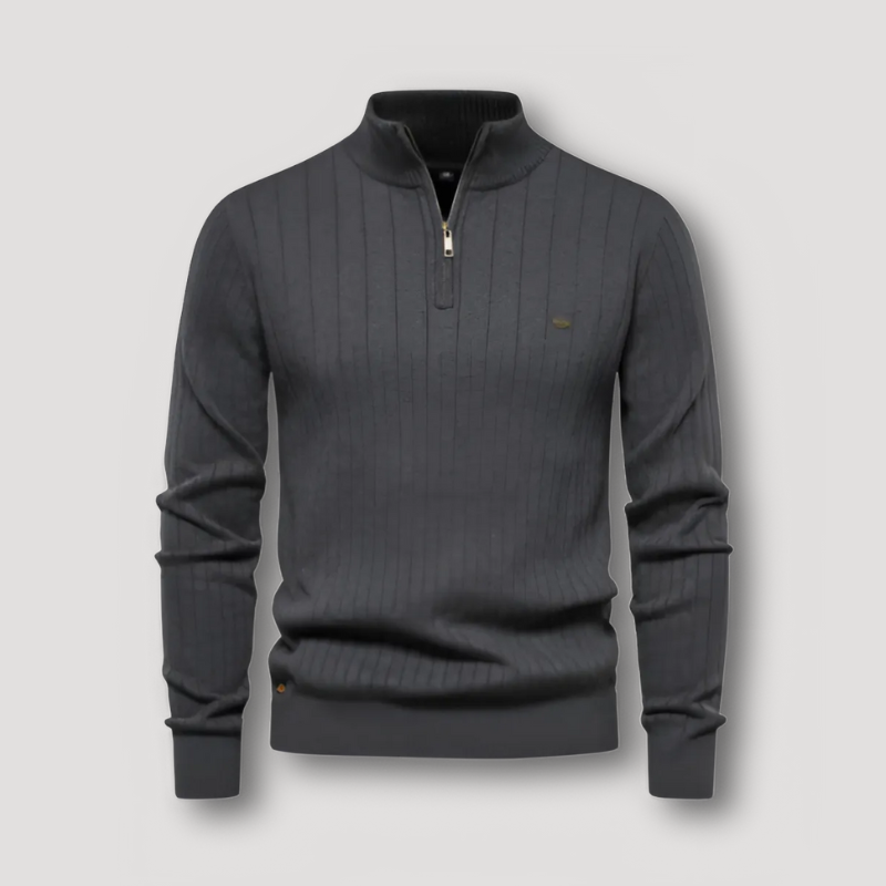 Quarter Zip Ribbed Sweater Mens Knit Pullover