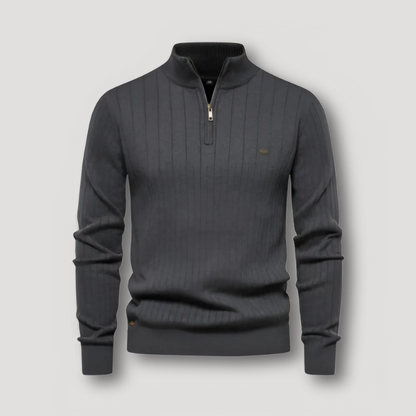 Quarter Zip Ribbed Sweater Mens Knit Pullover