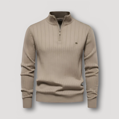 Quarter Zip Ribbed Sweater Mens Knit Pullover