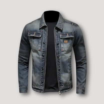 Vintage Retro Washed Mens Denim Jacket Outfit