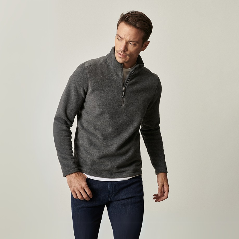 Soft and Warm Stand Collar Quarter Zip Fleece Pullover Men