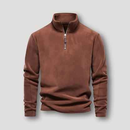 Soft and Warm Stand Collar Quarter Zip Fleece Pullover Men