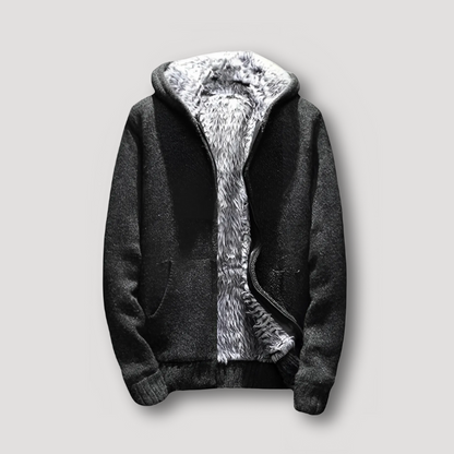 Fleece-Lined Plush Zip Up Hoodies Men