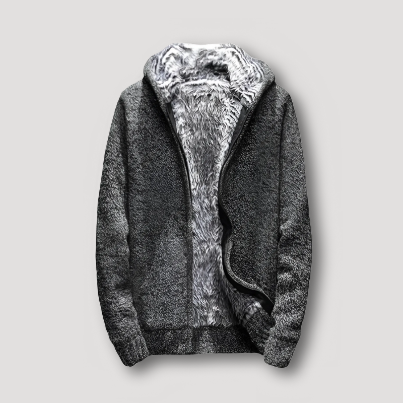 Fleece-Lined Plush Zip Up Hoodies Men