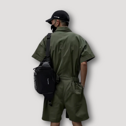 Cargo Tech Wear Overalls Men Shorts Summer Jumpsuit