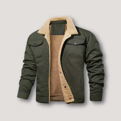 Dual Chest Pockets Sherpa Lined Jacket for Men