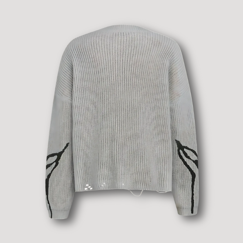 Ripped Grey Sweater Knitted for Men