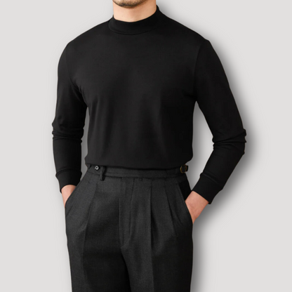 Mock Neck Old Money Slim Fitted Sweater for Men