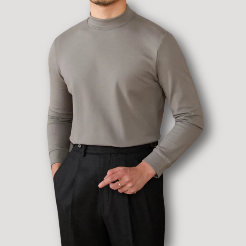 Mock Neck Old Money Slim Fitted Sweater for Men