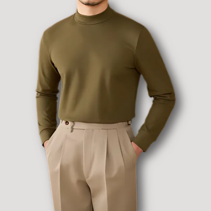 Mock Neck Old Money Slim Fitted Sweater for Men