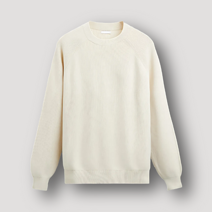 Long Sleeve Crew Neck Ribbed Knit Sweater for Men