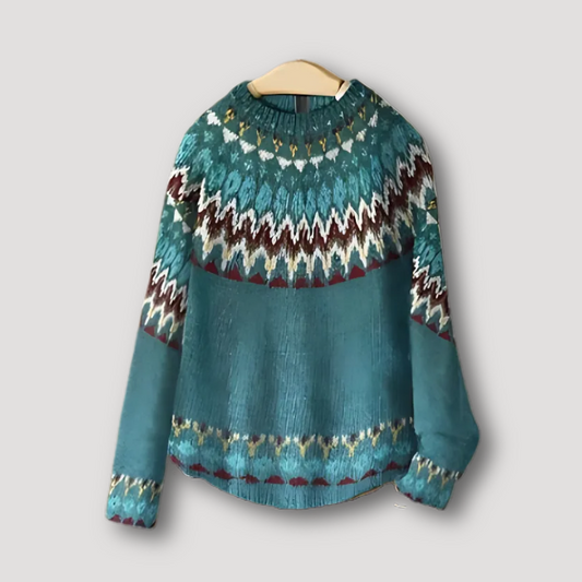 Chevron Pattern Nordic Women Knit Sweater