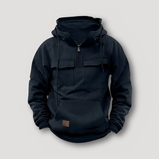 Two Chest Pockets Quarter Zip Winter Hoodie for Man