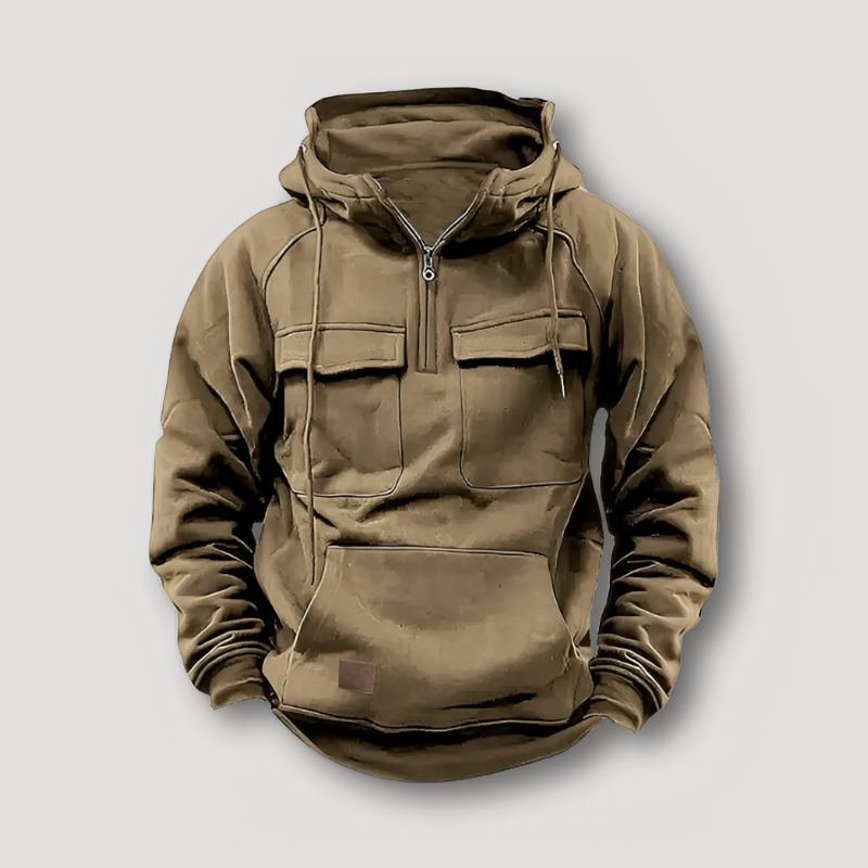 Two Chest Pockets Quarter Zip Winter Hoodie for Man