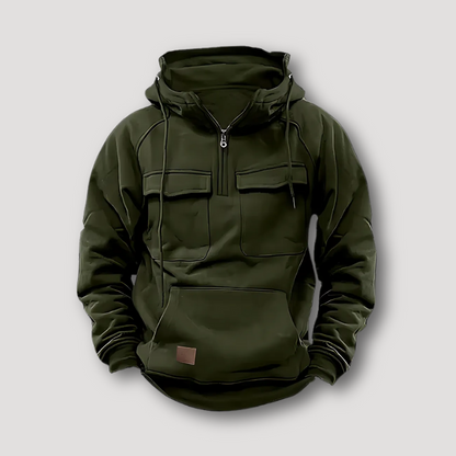 Two Chest Pockets Quarter Zip Winter Hoodie for Man