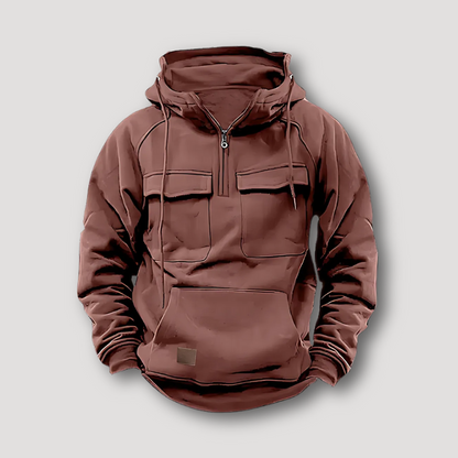 Two Chest Pockets Quarter Zip Winter Hoodie for Man