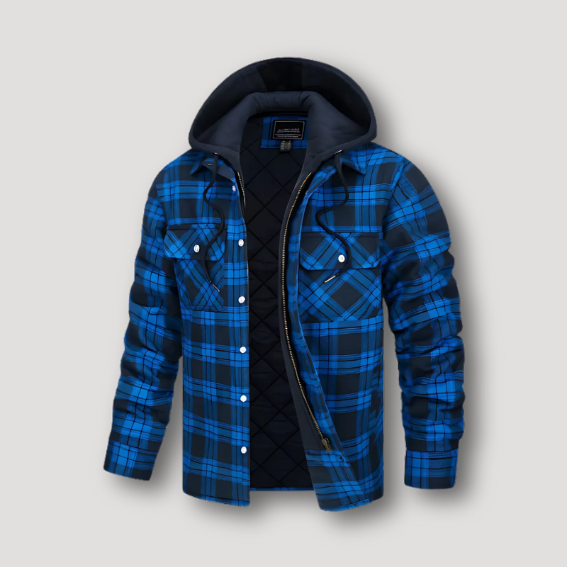 Quilted Lining Hooded Check Jacket for Men