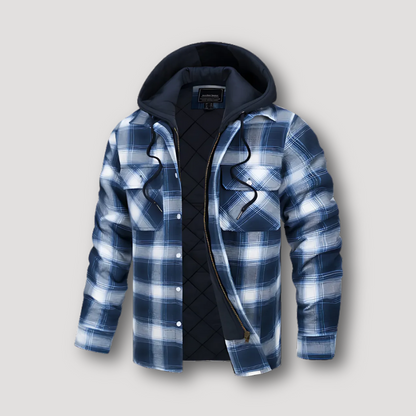 Quilted Lining Hooded Check Jacket for Men