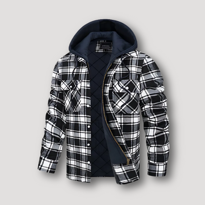 Quilted Lining Hooded Check Jacket for Men