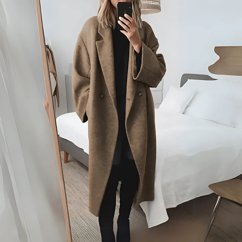 Single Button Long Winter Coat Women