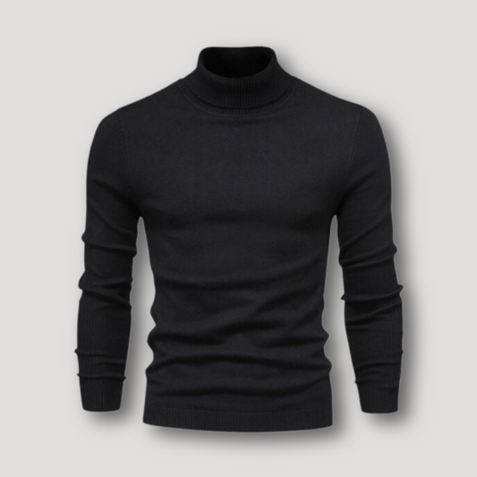 Slim Fitted Long Sleeve Plain Turtleneck Sweater for Men