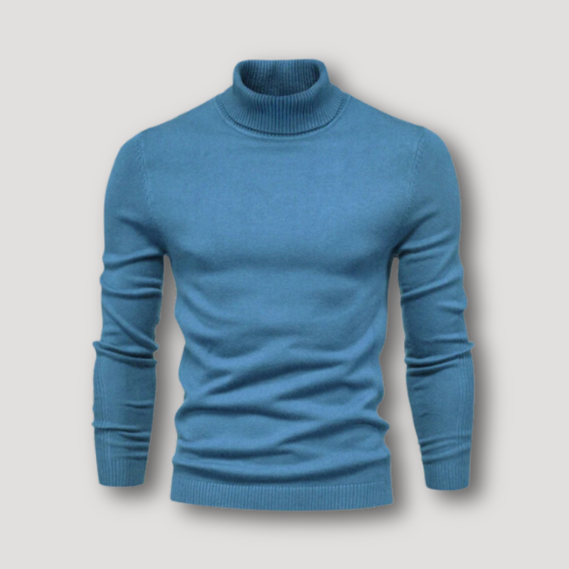 Slim Fitted Long Sleeve Plain Turtleneck Sweater for Men