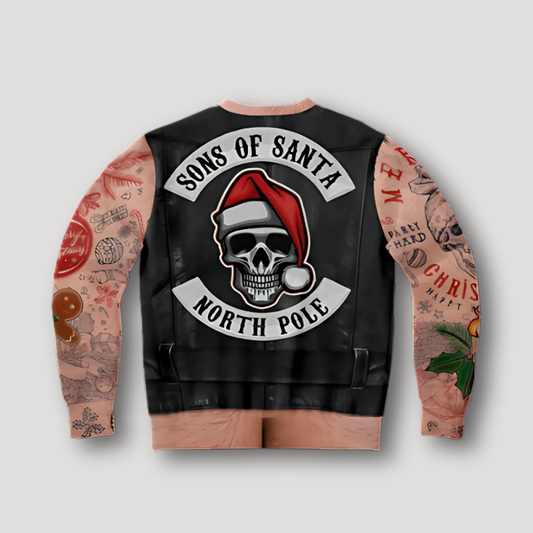 Skull Sons of Santa Ugly Christmas Sweater Jacket