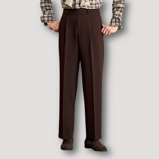 Straight Cut Old Money Style High Waist Trousers for Men