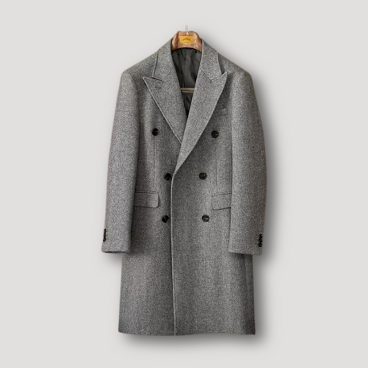 Double Breasted Winter Wool Coat Grey Over Coat for Men