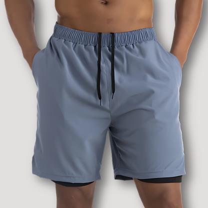 2 in 1 Quick Dry Fitness Gym Running Shorts for Men