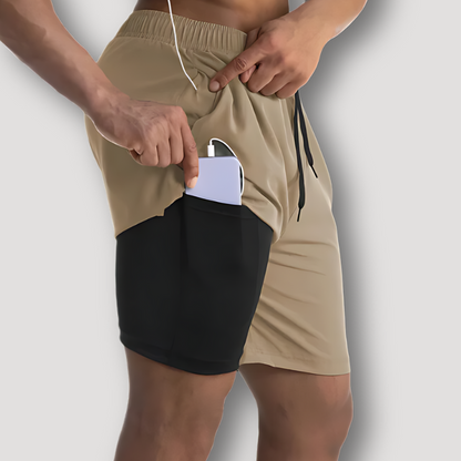 2 in 1 Quick Dry Fitness Gym Running Shorts for Men