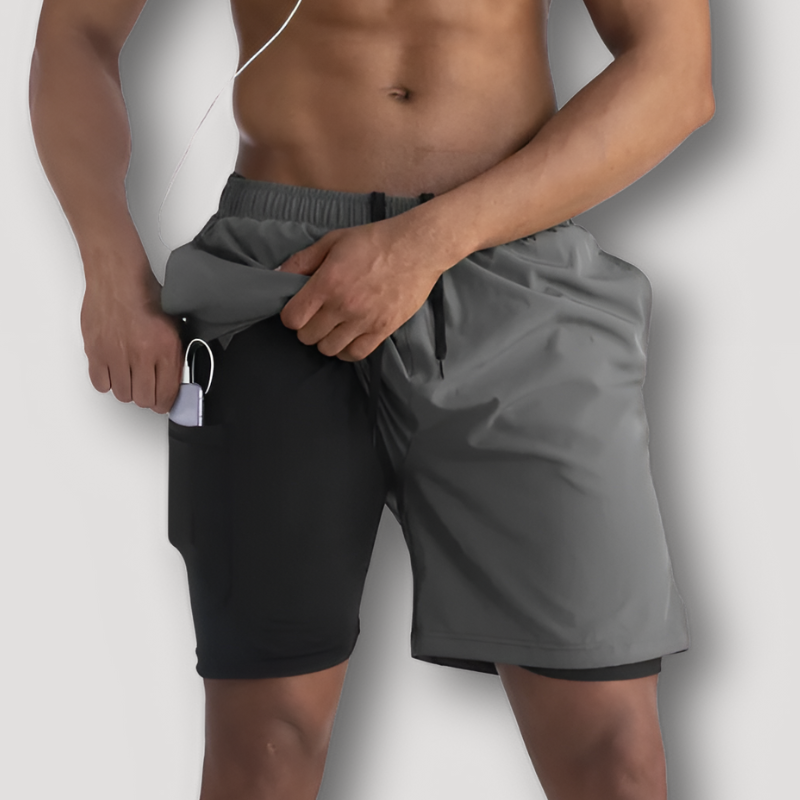 2 in 1 Quick Dry Fitness Gym Running Shorts for Men