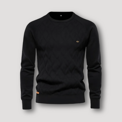 Crew Neck Diamond Knit Sweater for Men