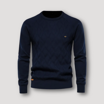 Crew Neck Diamond Knit Sweater for Men