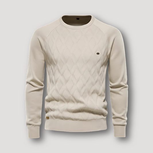 Crew Neck Diamond Knit Sweater for Men