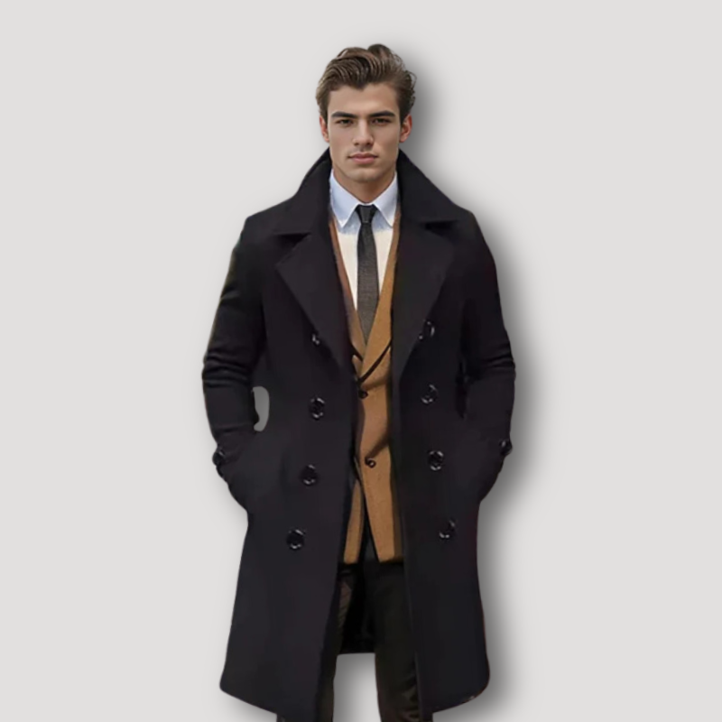 Big Buttons Double Breasted Mens Trench Coat