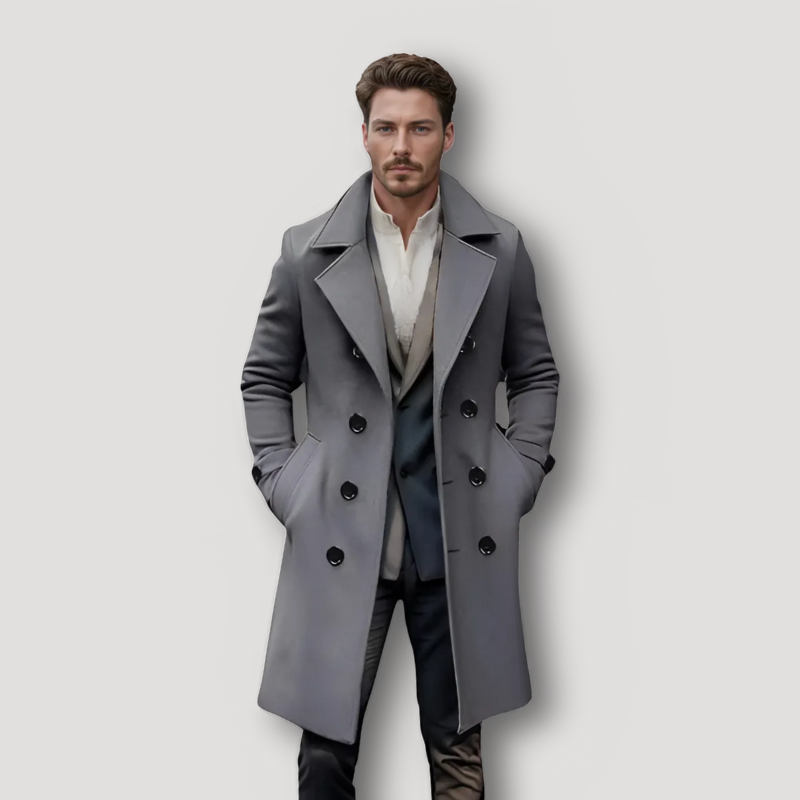 Big Buttons Double Breasted Mens Trench Coat