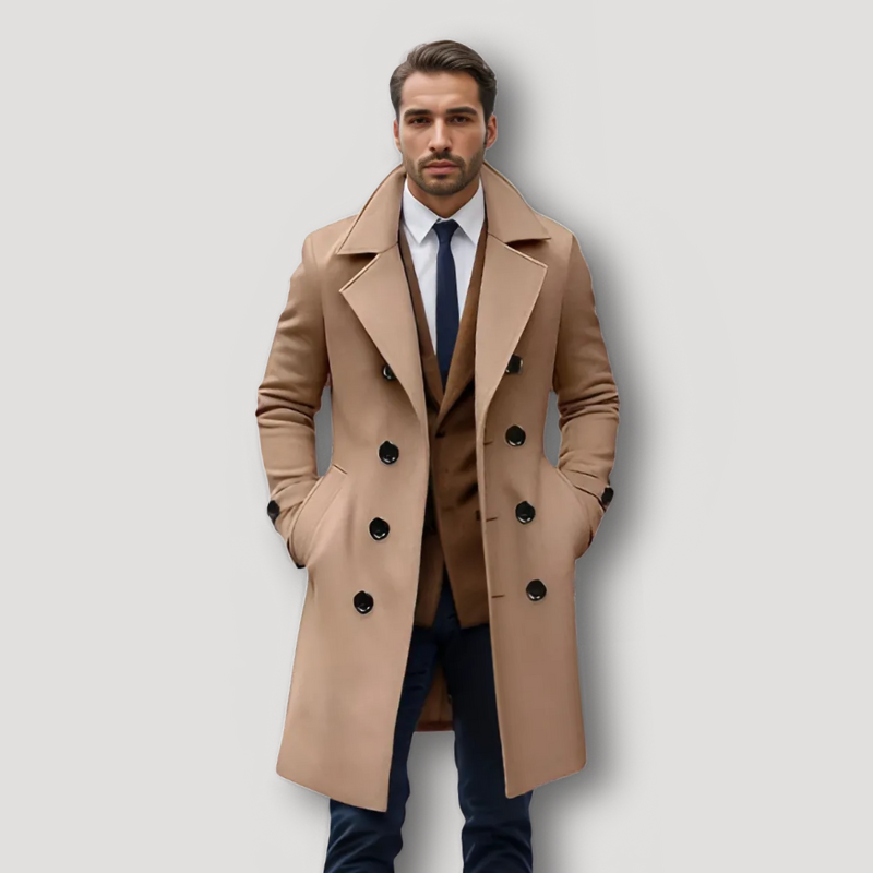 Big Buttons Double Breasted Mens Trench Coat