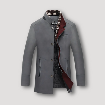 Contrast Lapel Quilted Inner Lining Wool Coat for Men