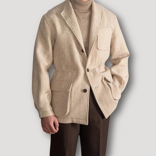 Vintage Beige Men's Winter Jacket and Coat