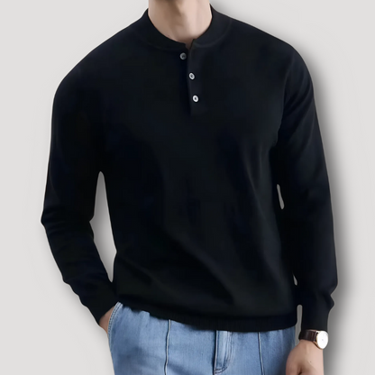 Henley Neck Button Down Knit Sweater for Man