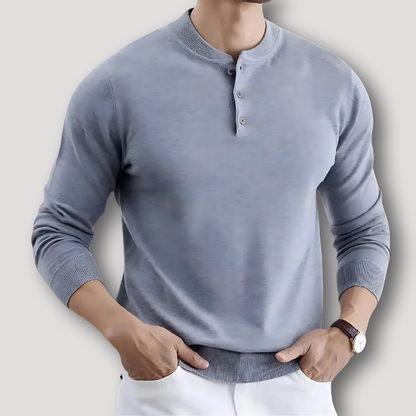 Henley Neck Button Down Knit Sweater for Man