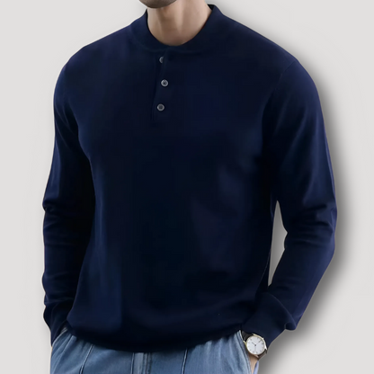 Henley Neck Button Down Knit Sweater for Man