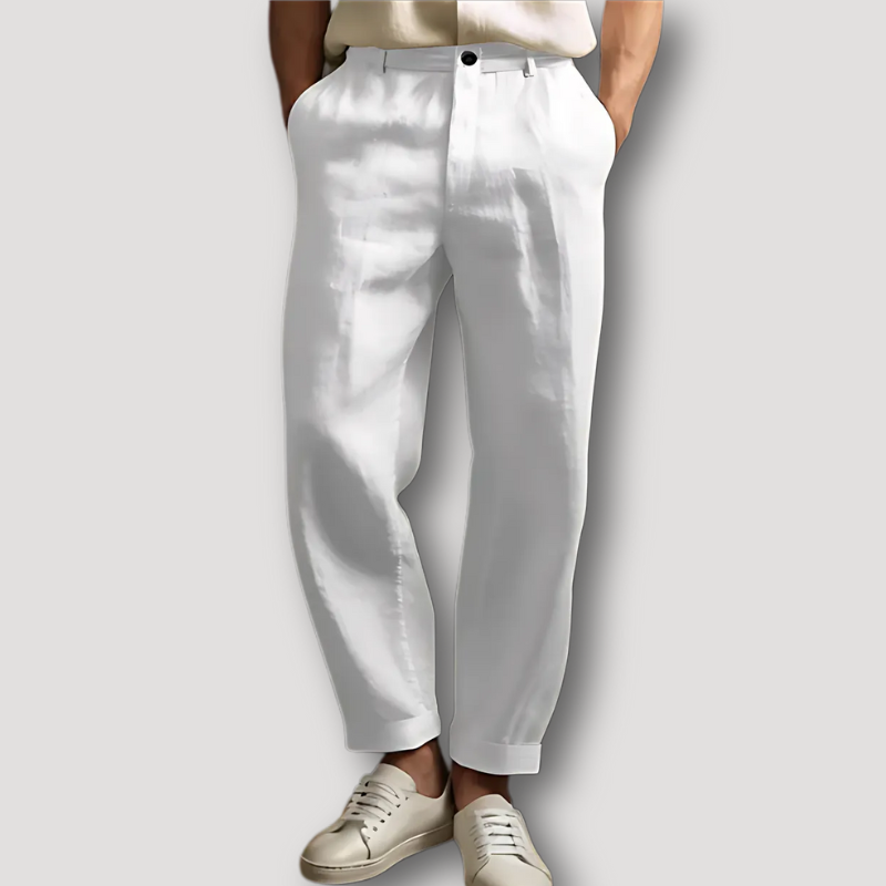 Casual Light Weight Cuffing Style Linen Pants on Men