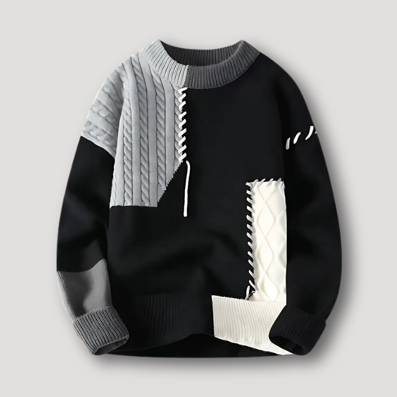 Unique Stitch Detailing Distressed Men's Knit Sweater