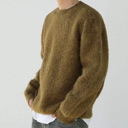 Loose Fit Knit Wool Sweater for Men