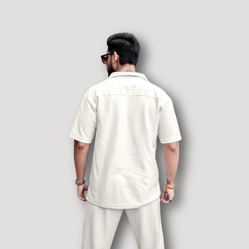 Summer Outfits Button Up Cream Linen Shirt and Pants Set