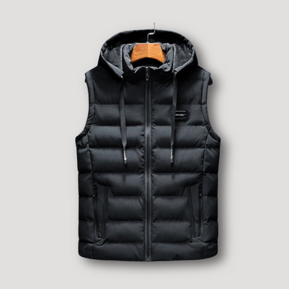 Quilted Metallic Bodywarmer Puffer Vest with Hood