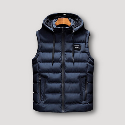 Quilted Metallic Bodywarmer Puffer Vest with Hood